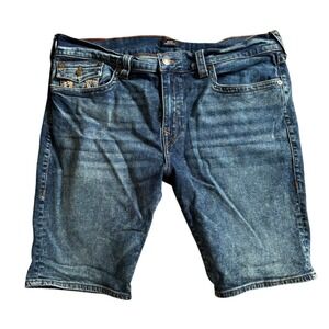 True Religion Rocco Shorts Mens 40 Flap Pocket Contrast Stitch Denim Skinny